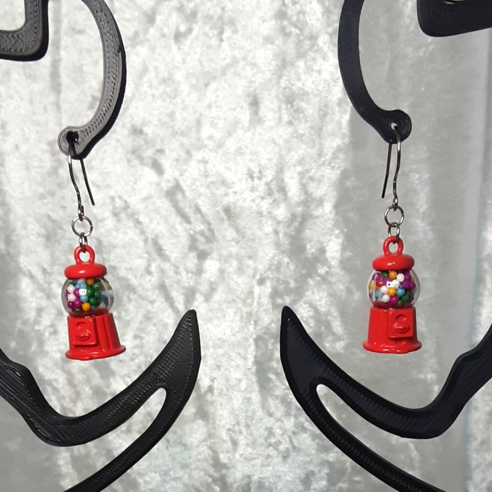 Handmade Gumball Machine Earrings Red